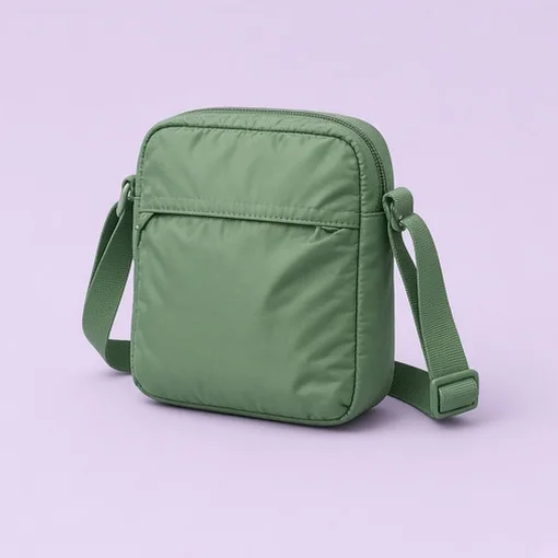 Green nylon crossbody bag