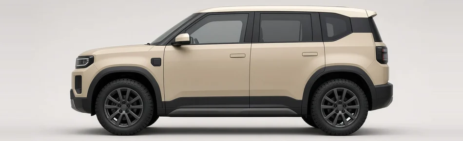 Sand-beige electric crossover side profile