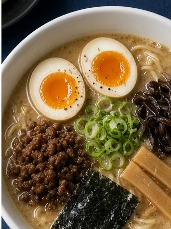 Tonkotsu ramen with soft egg
